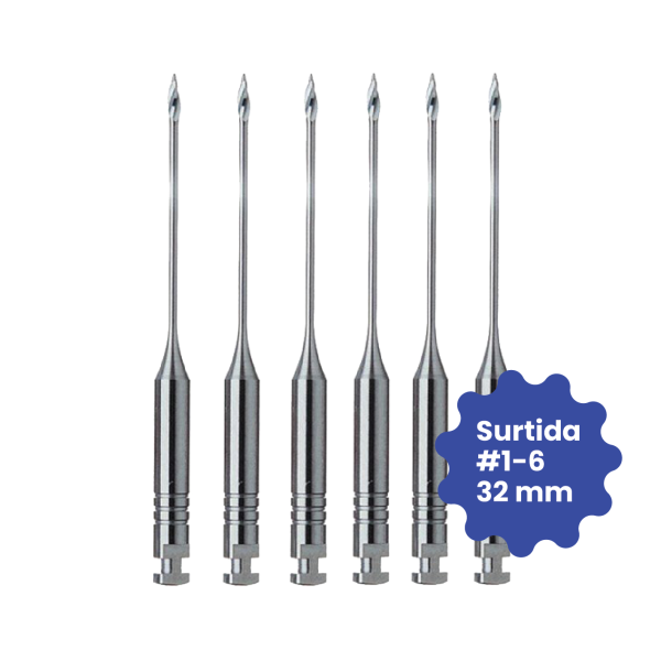 Dentaline Fresas Gates #1-6, 32 mm – Blíster de 6 uds.
