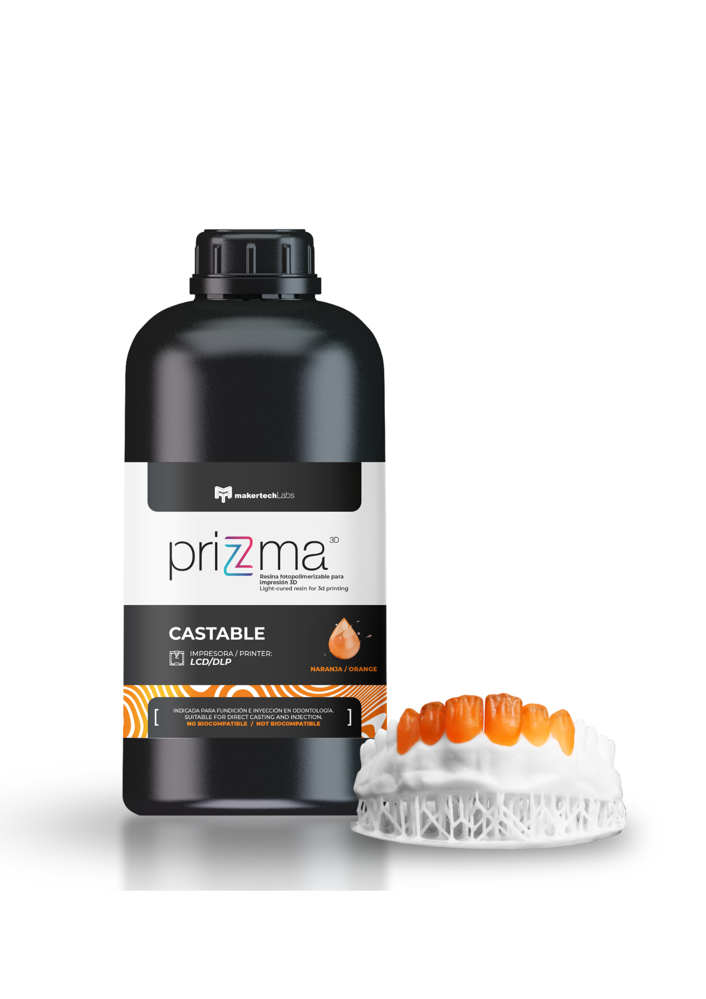 IMPRESION 3D - RESINA PRIZMA 3D CASTABLE - NARANJA DLP/LCD 500GR - UND